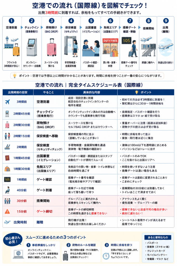 空港での流れ図解
